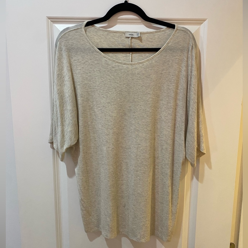 VINCE cotton t-shirt size s- heathered cream